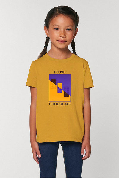 Yellow Kids Chocolate Love Graphic T-Shirt, 100% organic cotton, for girls & for boys 