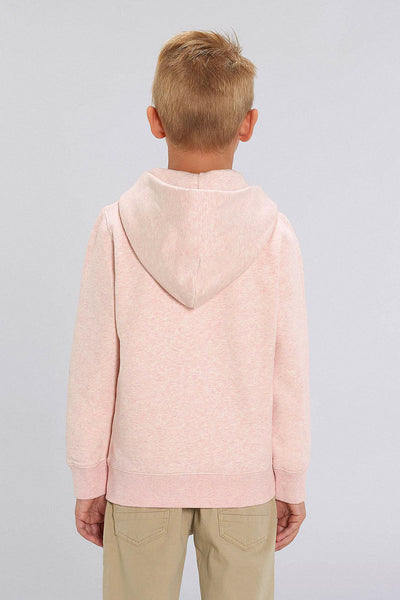 Light Pink Kids Love Heart Zip Up Hoodie, Medium-weight, from organic cotton blend, for girls & for boys 