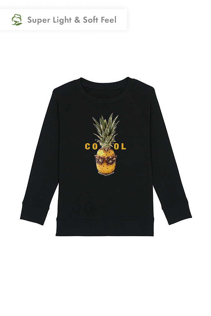 Black Kids Cool Graphic Sweatshirt, Medium-weight, from organic cotton blend, for girls & for boys 