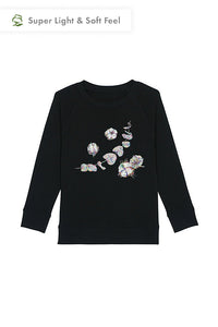 Black Kids Organic Cotton Graphic Sweatshirt, Medium-weight, from organic cotton blend, for girls & for boys 