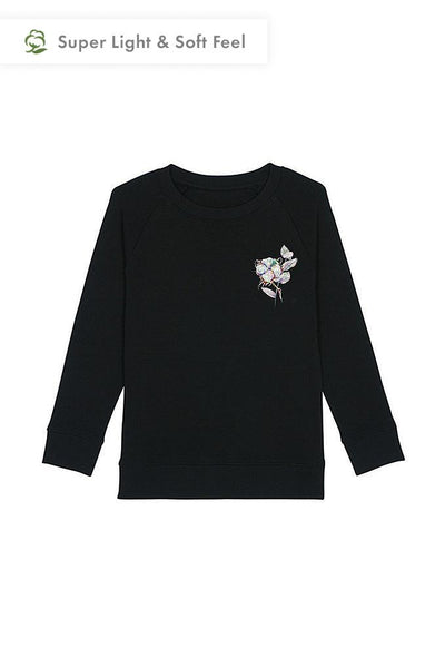 Black Kids Organic Cotton Sweatshirt, Medium-weight, from organic cotton blend, for girls & for boys 