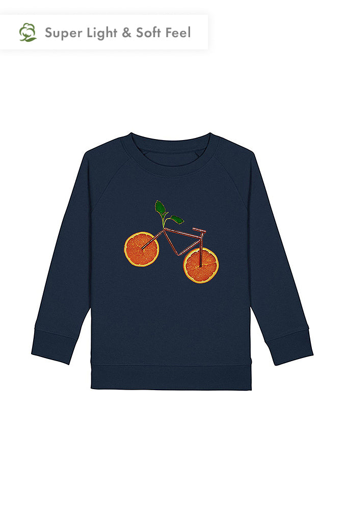 Navy Kids Orange Bicycle Graphic Sweatshirt, Medium-weight, from organic cotton blend, for girls & for boys 