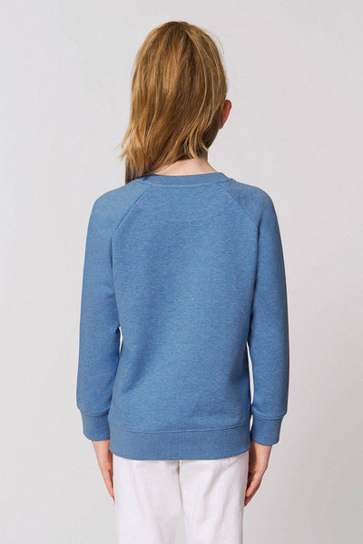 Blue Kids Orange Bicycle Sweatshirt, Medium-weight, from organic cotton blend, for girls & for boys 