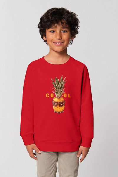 Red Kids Cool Graphic Sweatshirt, Medium-weight, from organic cotton blend, for girls & for boys 