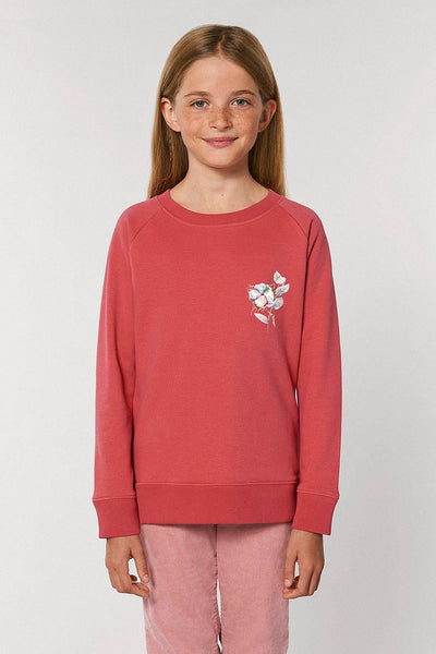 Red Kids Organic Cotton Sweatshirt, Medium-weight, from organic cotton blend, for girls & for boys 