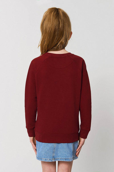 Burgundy Kids Love Heart Sweatshirt, Medium-weight, from organic cotton blend, for girls & for boys 