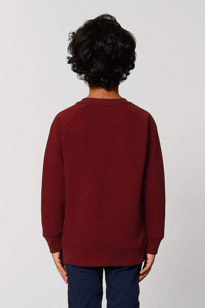 Burgundy Kids Love Heart Sweatshirt, Medium-weight, from organic cotton blend, for girls & for boys 