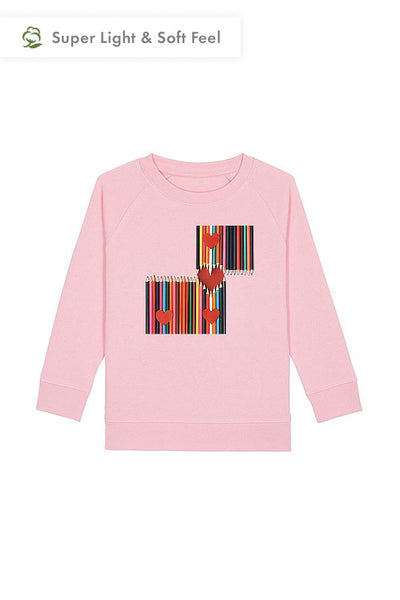 Cotton Pink Kids Love Heart Sweatshirt, Medium-weight, from organic cotton blend, for girls & for boys 