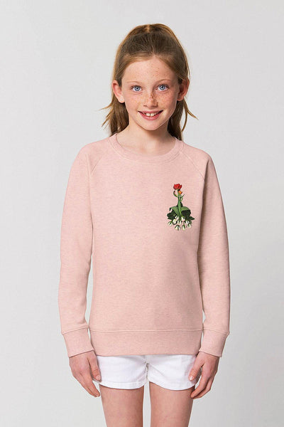 Light Pink Girls Floral Sweatshirt, Medium-weight, from organic cotton blend