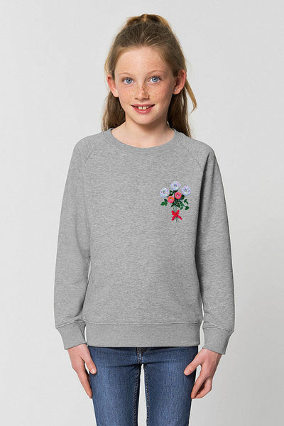 Grey Girls Donut Flowers Sweatshirt, Medium-weight, from organic cotton blend