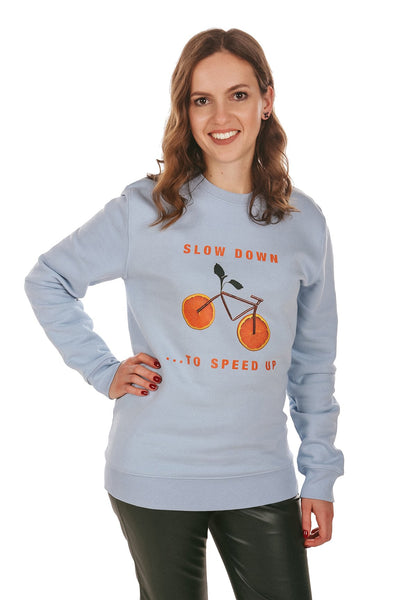 Light blue Orange Bicycle Graphic Sweatshirt, Heavyweight, from organic cotton blend, Unisex, for Women & for Men 