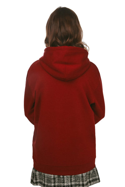 Burgundy Love Heart Graphic Hoodie, Heavyweight, from organic cotton blend