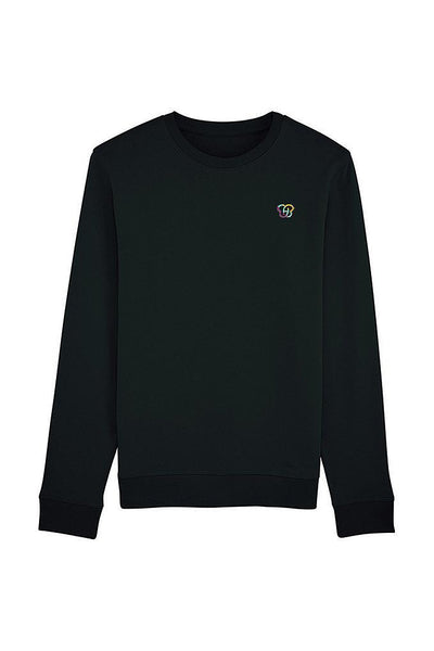 Black BHappy Logo Basic Sweatshirt, Medium-weight, from organic cotton blend, Unisex, for Women & for Men 