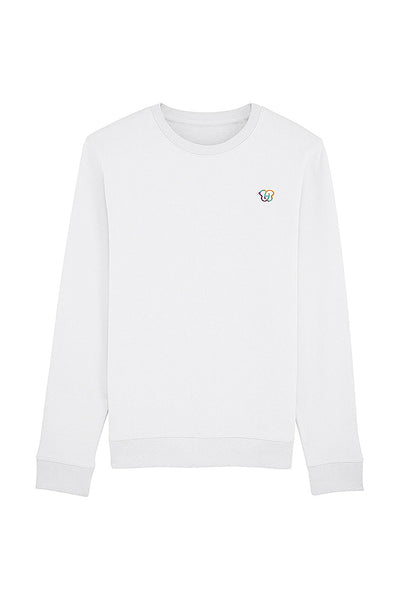 White BHappy Logo Basic Sweatshirt, Medium-weight, from organic cotton blend, Unisex, for Women & for Men 