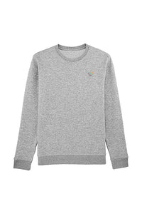 Grey BHappy Logo Basic Sweatshirt, Medium-weight, from organic cotton blend, Unisex, for Women & for Men 