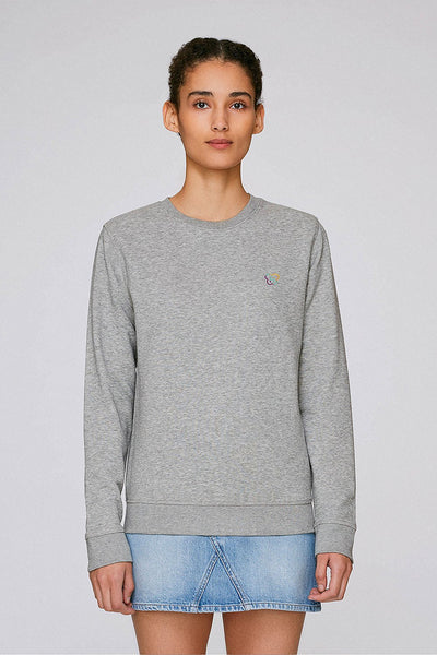 Grey BHappy Logo Basic Sweatshirt, Medium-weight, from organic cotton blend, Unisex, for Women & for Men 