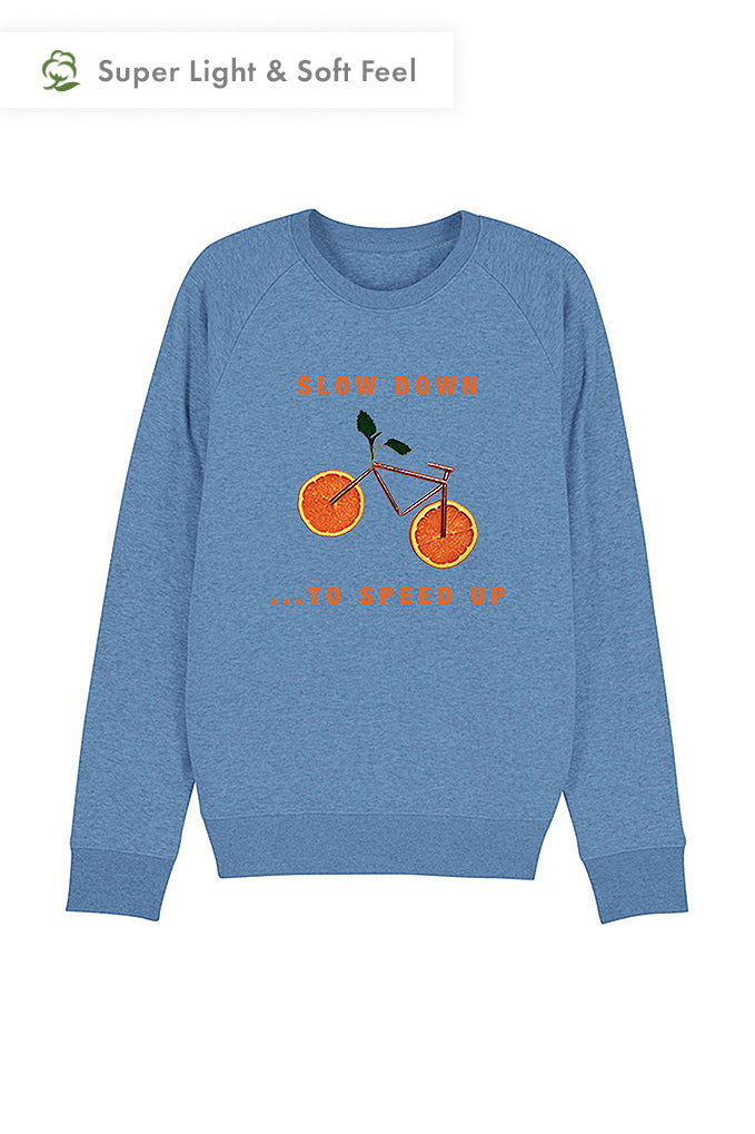 Blue Men Orange Bicycle Graphic Sweatshirt, Medium-weight, from organic cotton blend