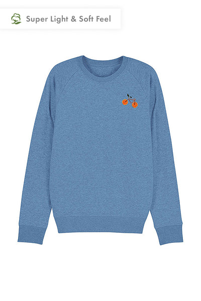 Blue Men Orange Bicycle Sweatshirt, Medium-weight, from organic cotton blend
