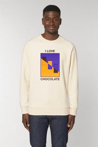 Beige Men Chocolate Love Graphic Sweatshirt, Medium-weight, from organic cotton blend
