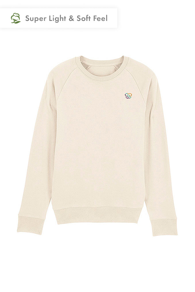 Beige Men Embroidered Logo Sweatshirt, Medium-weight, from organic cotton blend