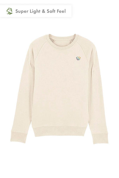 Beige Men Embroidered Logo Sweatshirt, Medium-weight, from organic cotton blend