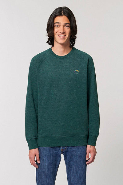 Dark green Men Embroidered Logo Sweatshirt, Medium-weight, from organic cotton blend