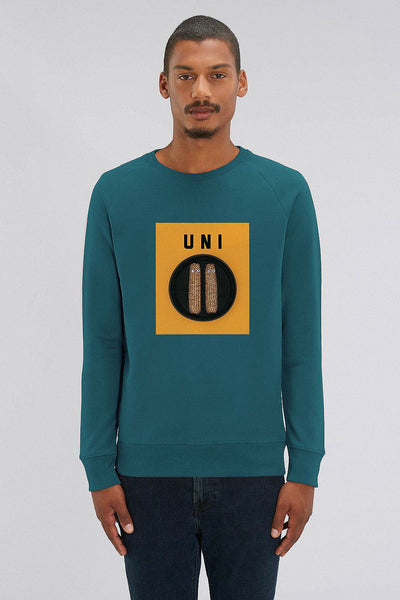 Dark green Men Unicorn Graphic Sweatshirt, Medium-weight, from organic cotton blend