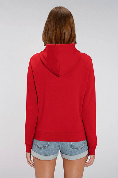 Red Women Cool Graphic Hoodie, Medium-weight, from organic cotton blend