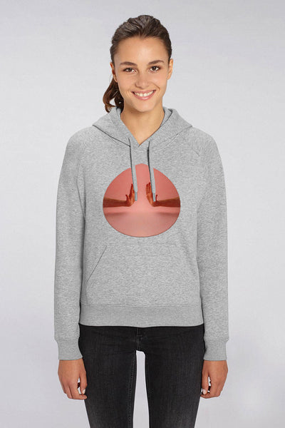 Grey Women Two Hands Graphic Hoodie, Medium-weight, from organic cotton blend