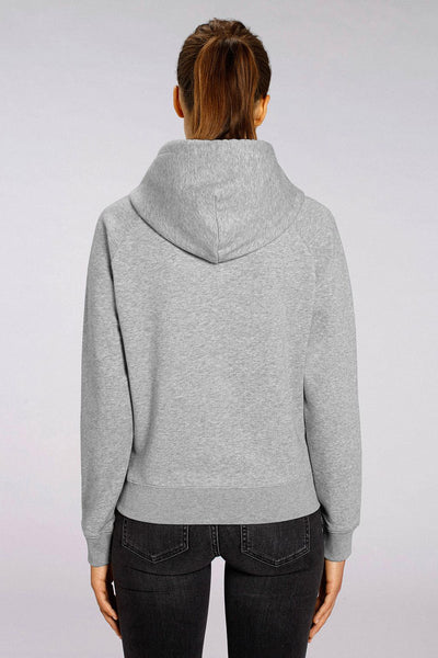 Grey Women Two Hands Graphic Hoodie, Medium-weight, from organic cotton blend