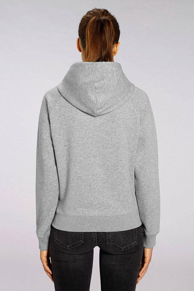 Grey Women Two Hands Printed Hoodie, Medium-weight, from organic cotton blend