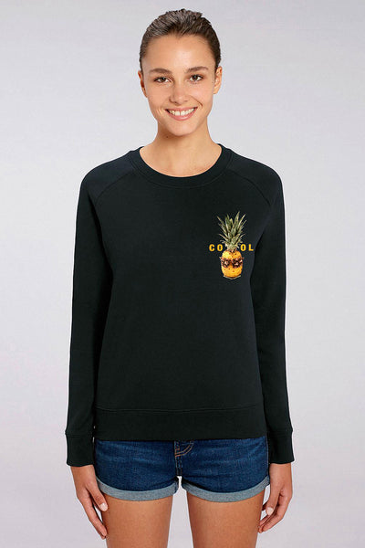 Black Women Cool Printed Sweatshirt, Medium-weight, from organic cotton blend