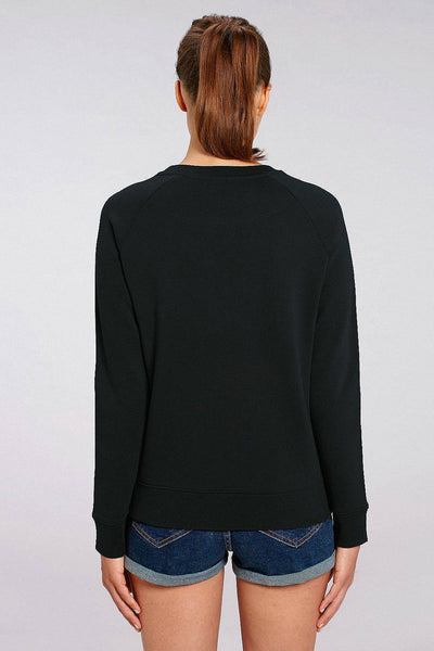 Black Women Cool Printed Sweatshirt, Medium-weight, from organic cotton blend