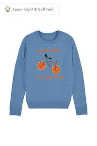 Blue Women Orange Bike Graphic Sweatshirt, Medium-weight, from organic cotton blend