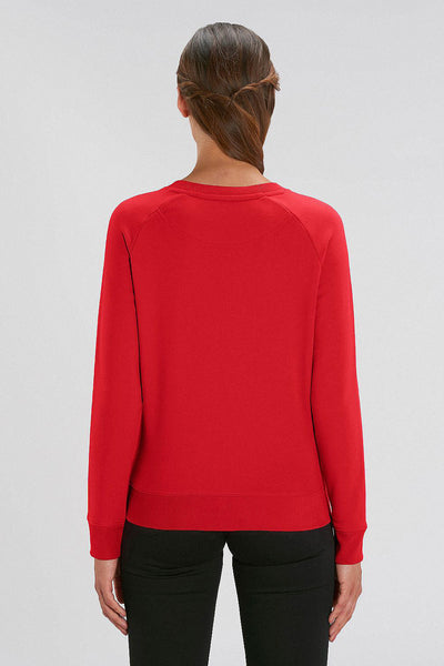 Red Women Cool Printed Sweatshirt, Medium-weight, from organic cotton blend