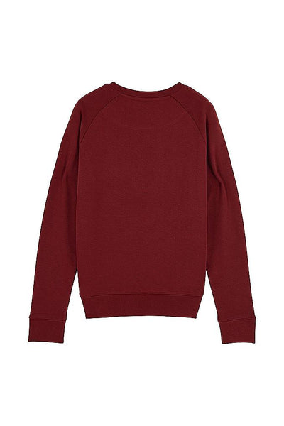 Burgundy Women Two Hands Printed Sweatshirt, Medium-weight, from organic cotton blend