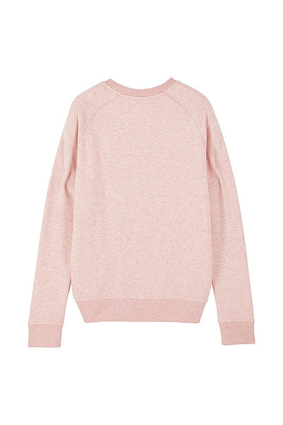 Light Pink Women Cute Floral Printed Sweatshirt, Medium-weight, from organic cotton blend