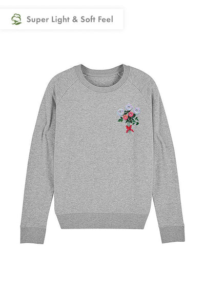 Grey Women Donut Flowers Print Sweatshirt, Medium-weight, from organic cotton blend