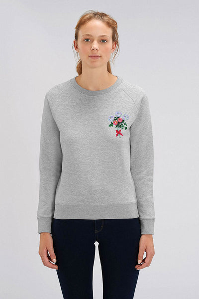 Grey Women Donut Flowers Print Sweatshirt, Medium-weight, from organic cotton blend