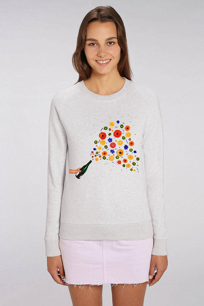 Grey Women Celebrate Graphic Sweatshirt, Medium-weight, from organic cotton blend