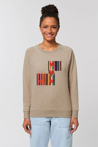 Beige Women Love More Graphic Sweatshirt, Medium-weight, from organic cotton blend