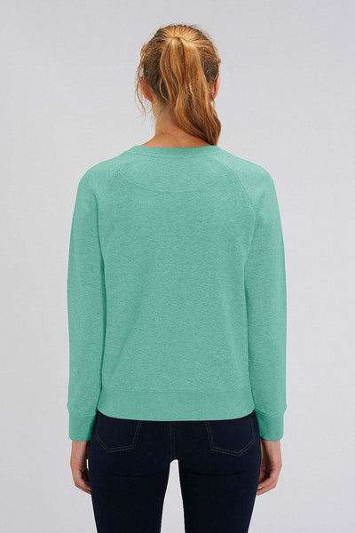 Mint green Women Embroidered Logo Sweatshirt, Medium-weight, from organic cotton blend