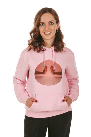 Two Hands Graphic Hoodie for Women & Men, Cotton Pink