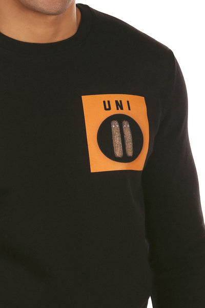 Black Unicorn Printed Sweatshirt, Heavyweight, from organic cotton blend